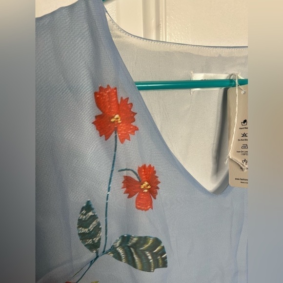 Oc Order Plus Blue Floral Maxi Tea Dress Size L NWT - Picture 4 of 10